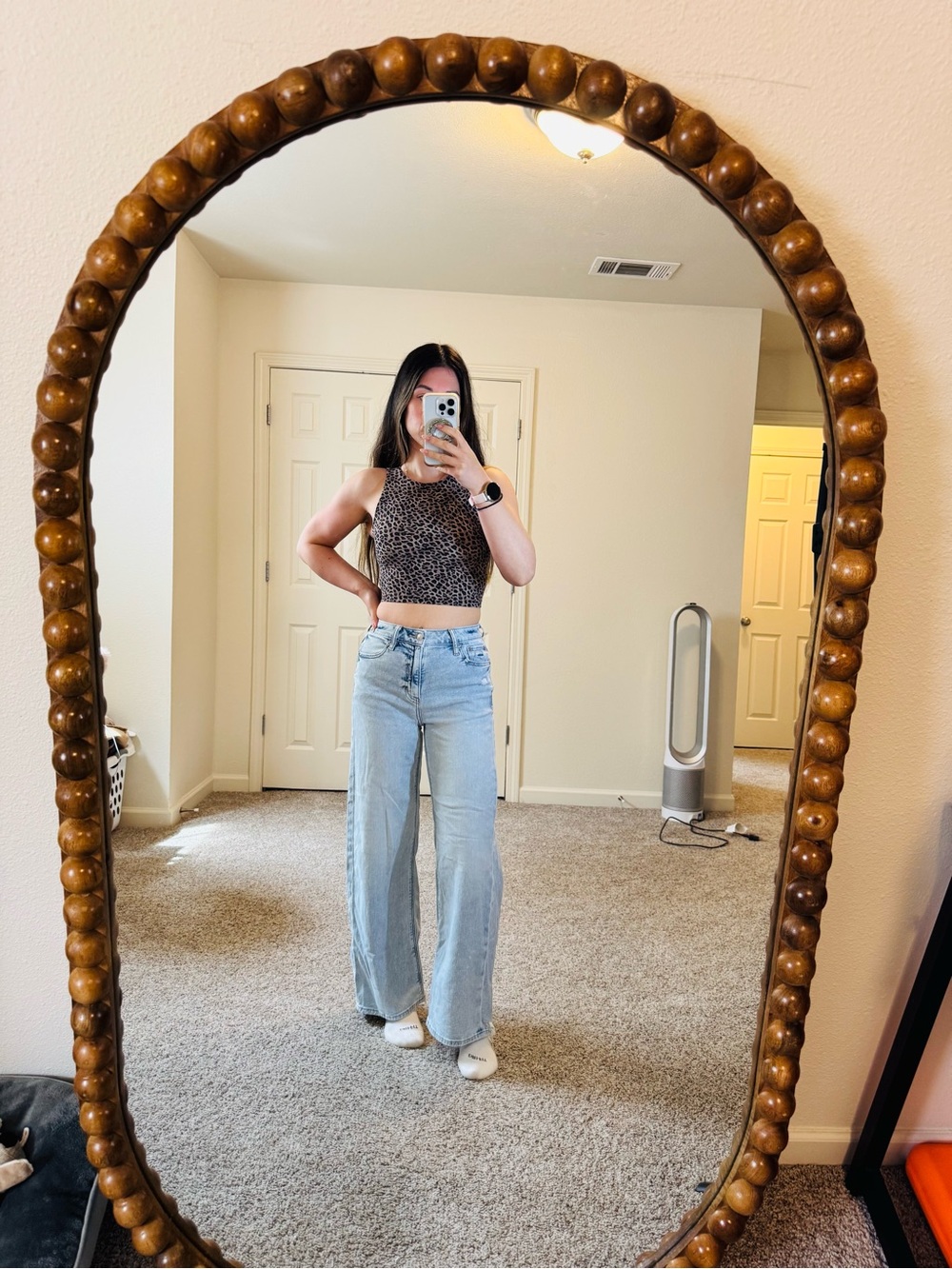 Aerie OFFLINE Real Me Xtra High Neck Leopard Crop Top XS NWOT